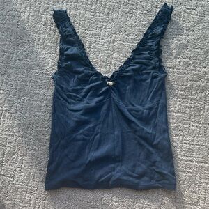 Free People Navy Camisole with Ruffle Straps
